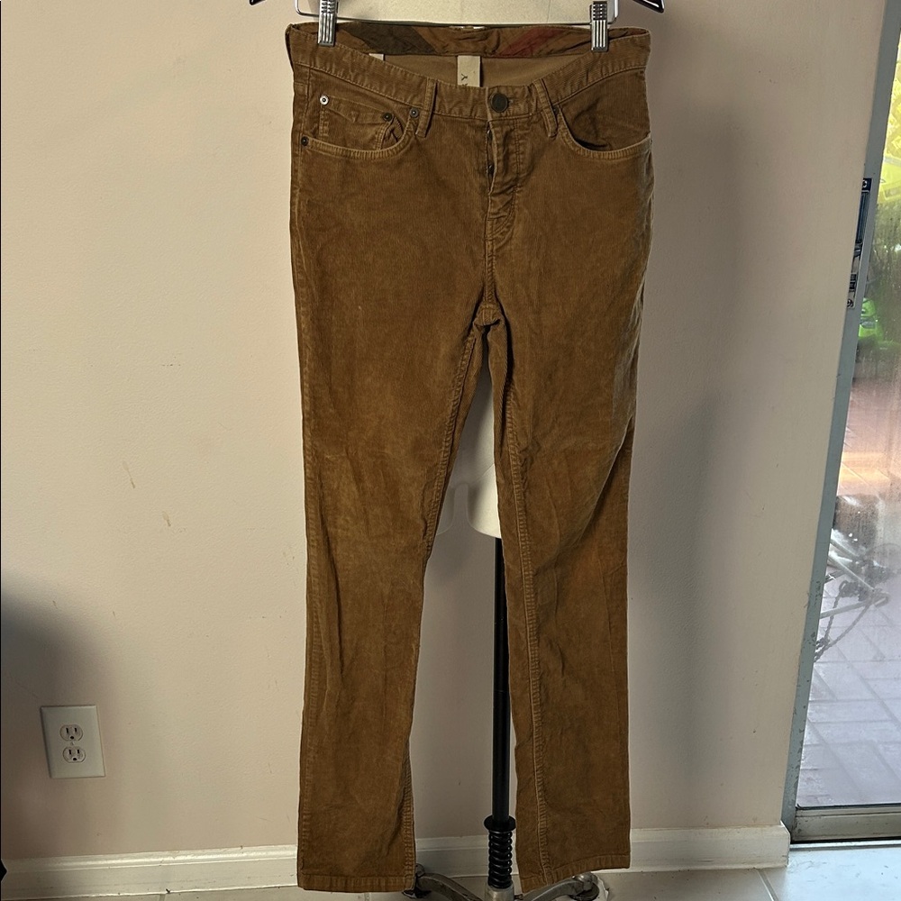 Burberry Brit Khaki Corduroy Pants size 30 R unisex  button fly